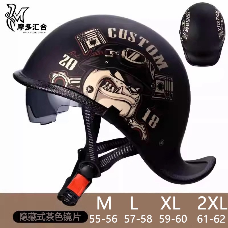 Lens Cap Vintage - Retro motorhelmen voor heren Vintage motorfiets