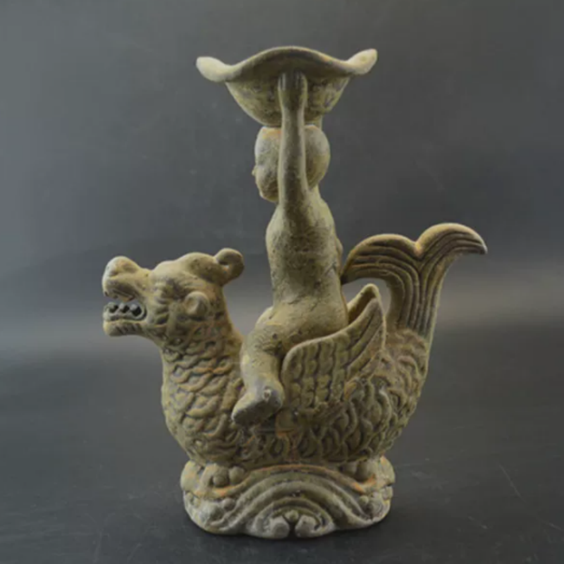 Collectible Vintage Lamps - Vintage Yue Kiln Qilin olielampvoet -